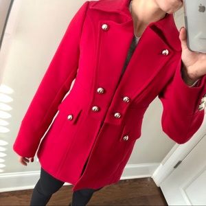 White House Black Market Red Pea Coat